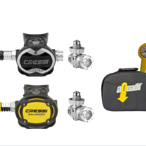 MASTER T10 SC CROMO Pack détendeur + Octopus MG BALANCED + manomètre compact + Sacoche - Cressi