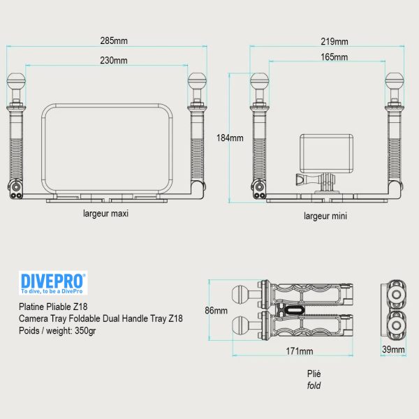 DIVEPRO - Platine double poignée pliable Z18 – Image 3